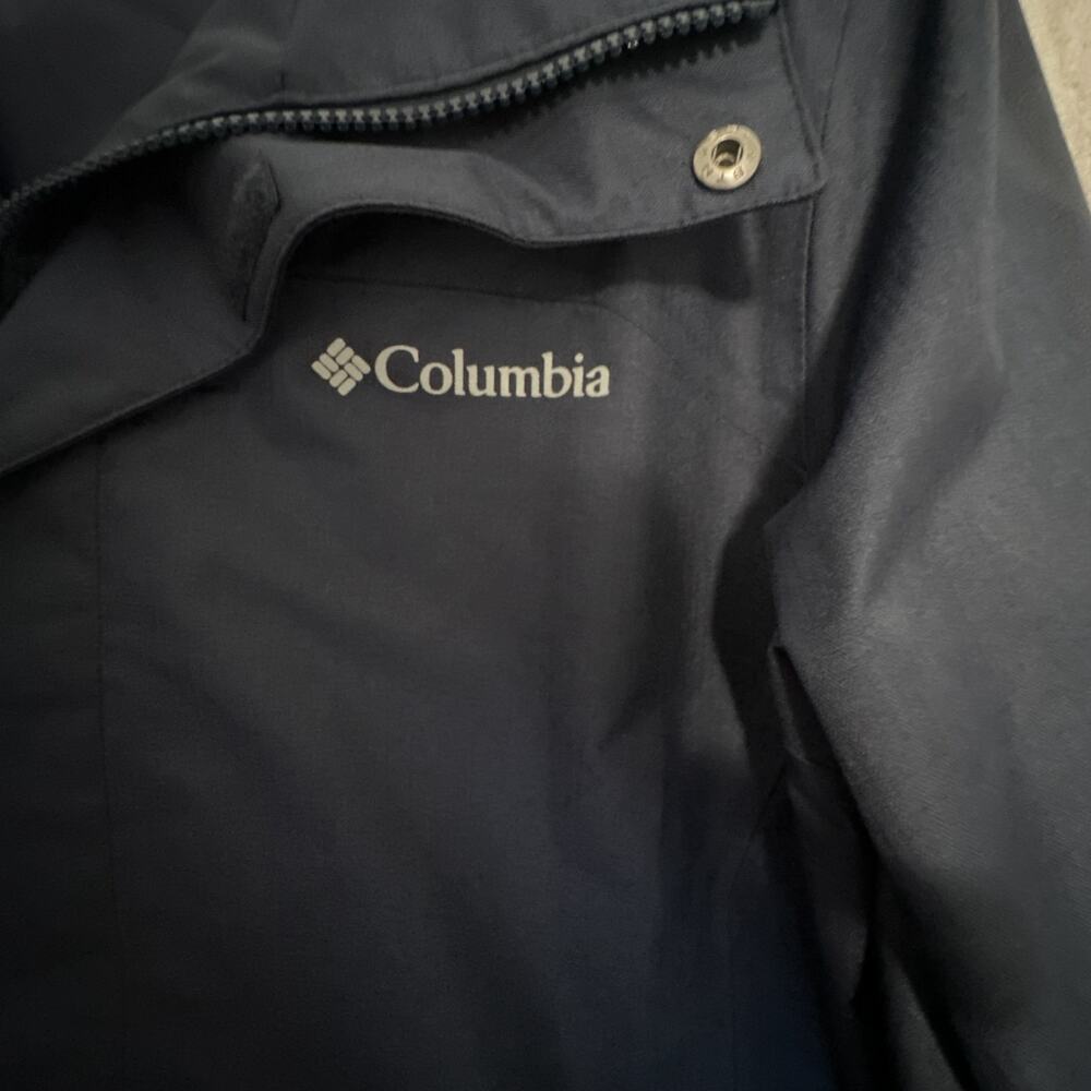 Columbia Master the Mountain EXS Rain Jacket Mens M Navy Omni-Tech Waterproof - Picture 7 of 8